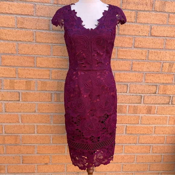 Review Dresses & Skirts - REVIEW Burgundy Lace Dress Size 6 Work Office Event Party Wedding